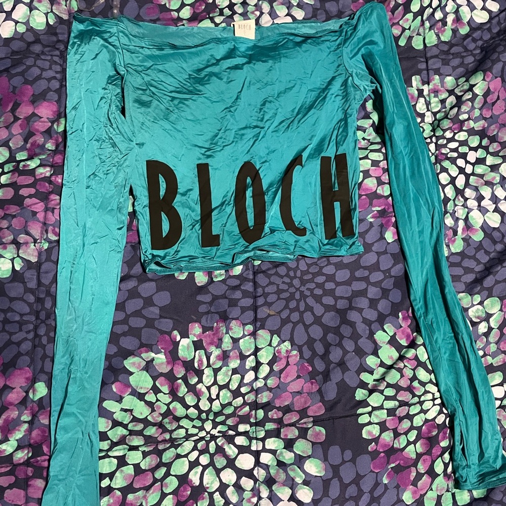 Bloch Teal long sleeve crop Warmup Shirt, Women’s Size Small